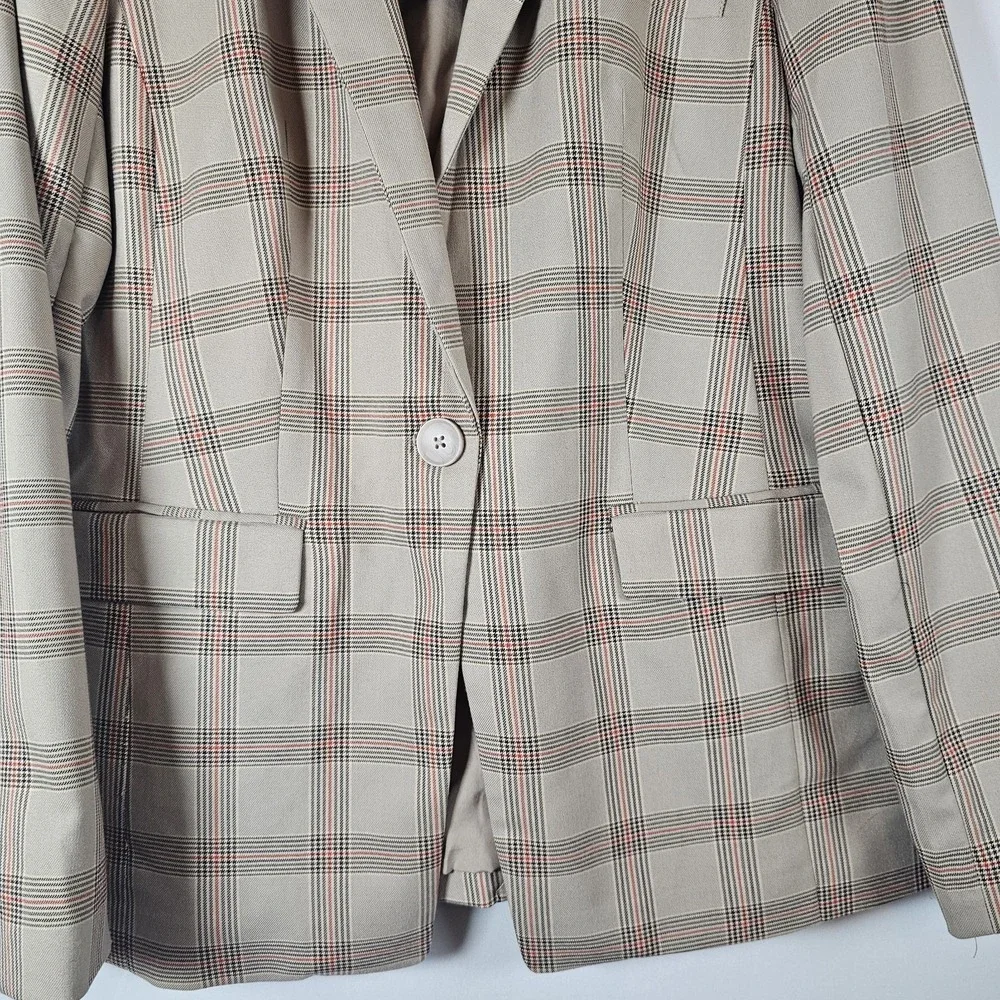 The Limited Size 14 Longline Tan plaid Lined Blazer Career Preppy Academic NWT